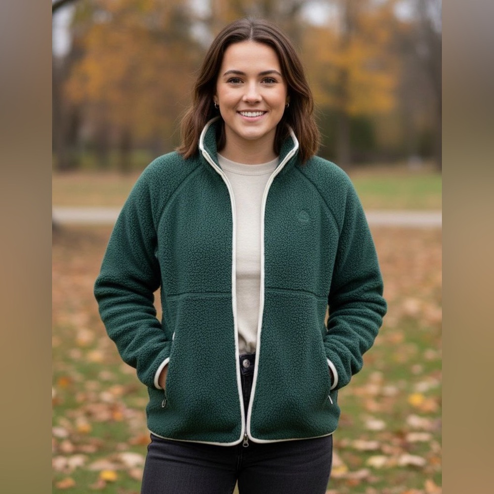 Sierra Designs Women's Fleece Sherpa Zip Up Green Jacket NWT - Picture 1 of 8